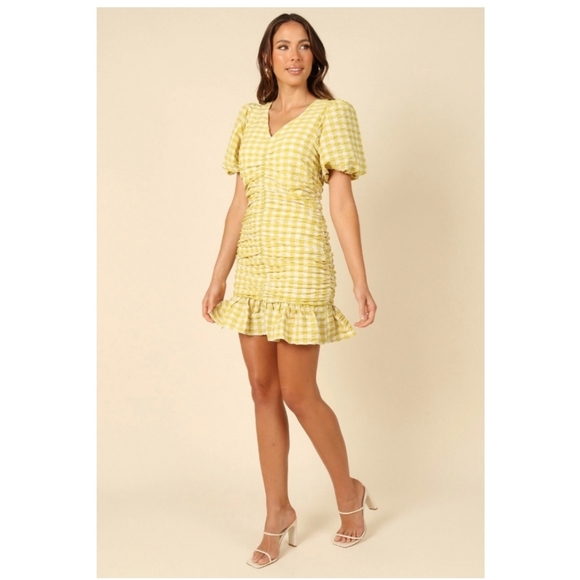 Skies Are Blue Yellow Checkered Dress, Size M - Picture 4 of 16